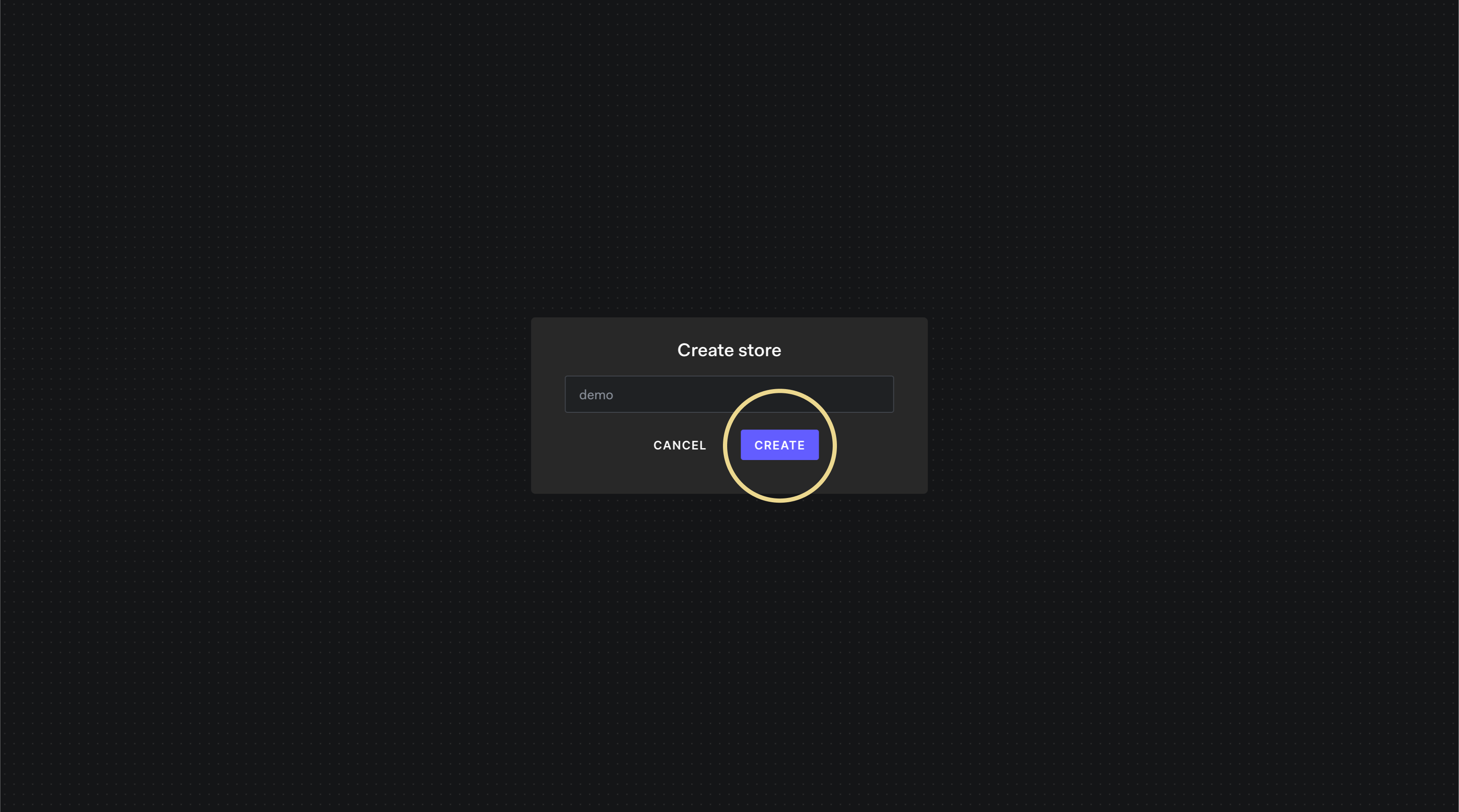 Image showing the  Playground new store create button