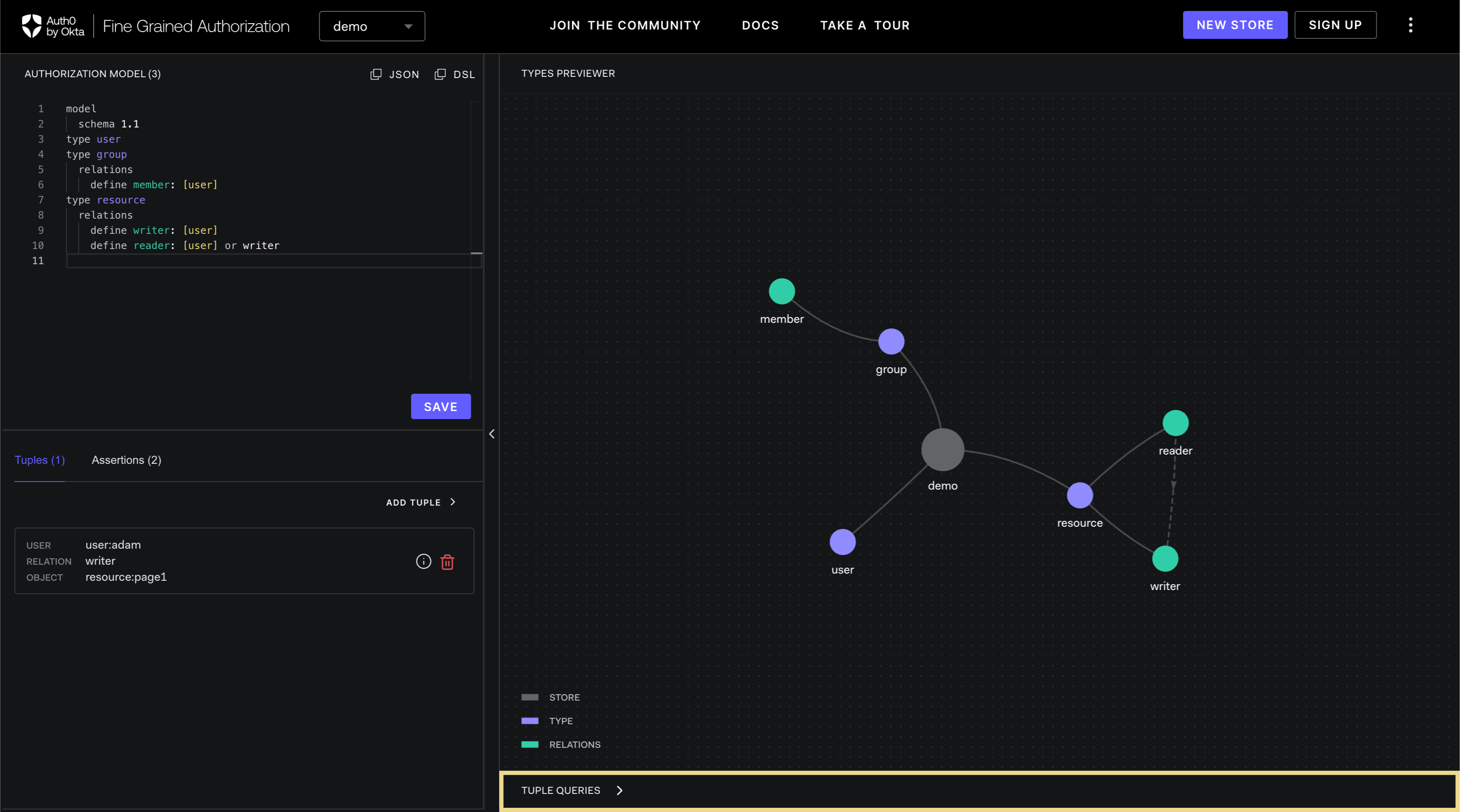 Image showing the  Playground queries tab