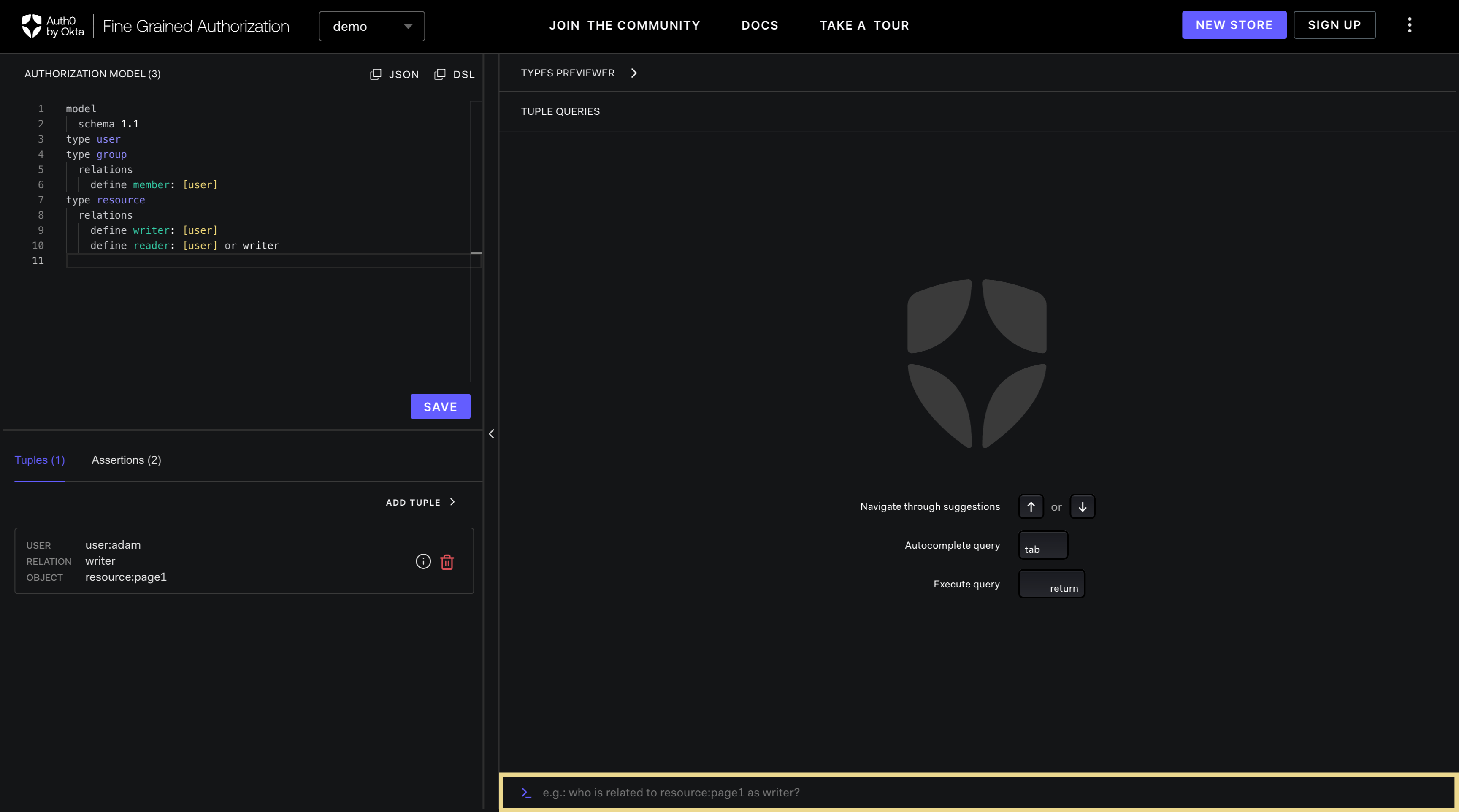 Image showing the  Playground query text box